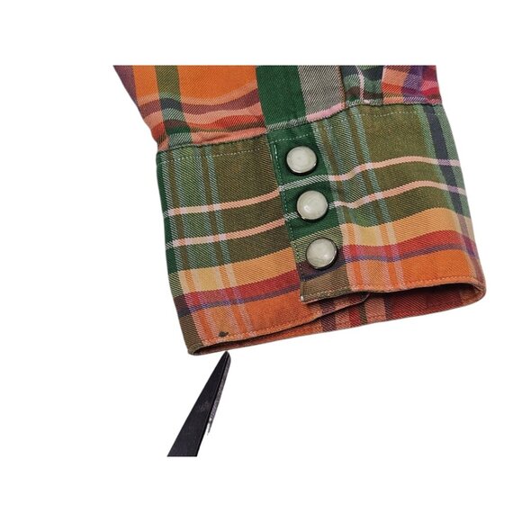 VTG Polo Ralph Lauren Pearl Snap Classic Western Shirt Men Medium Colorful Plaid - Picture 6 of 10